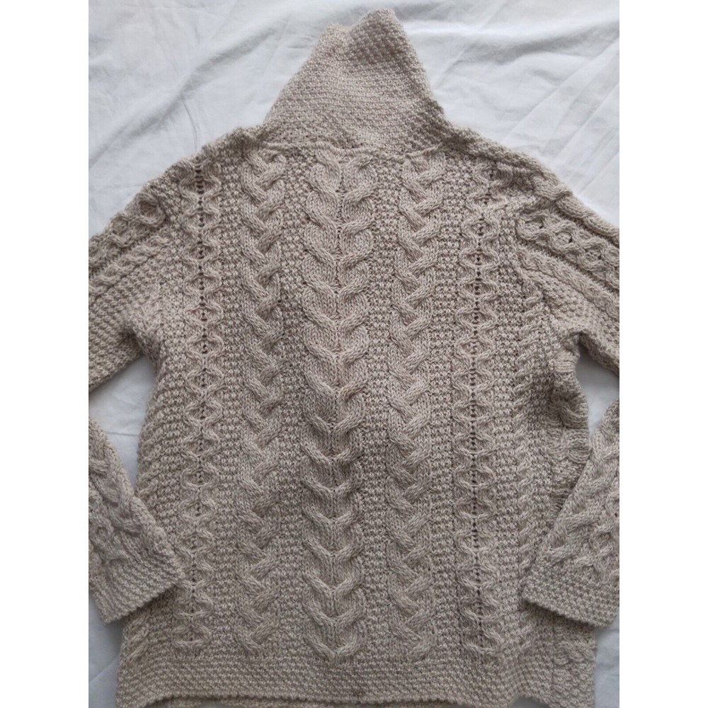 Inis Crafts Merino Wool Irish Fisherman Cable Knit Cardigan Sweater Women Size S - Picture 5 of 5